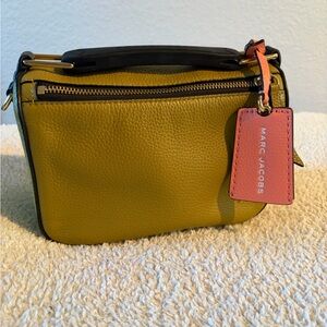 Marc Jacobs Softbox 20 Green Leather bag with Pink Logo Tag